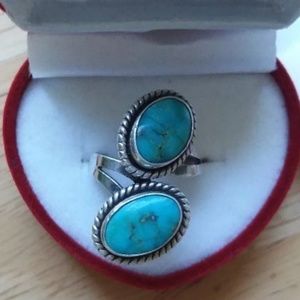 Antique Sterling Silver/Turquoise Ring-Adjustable
